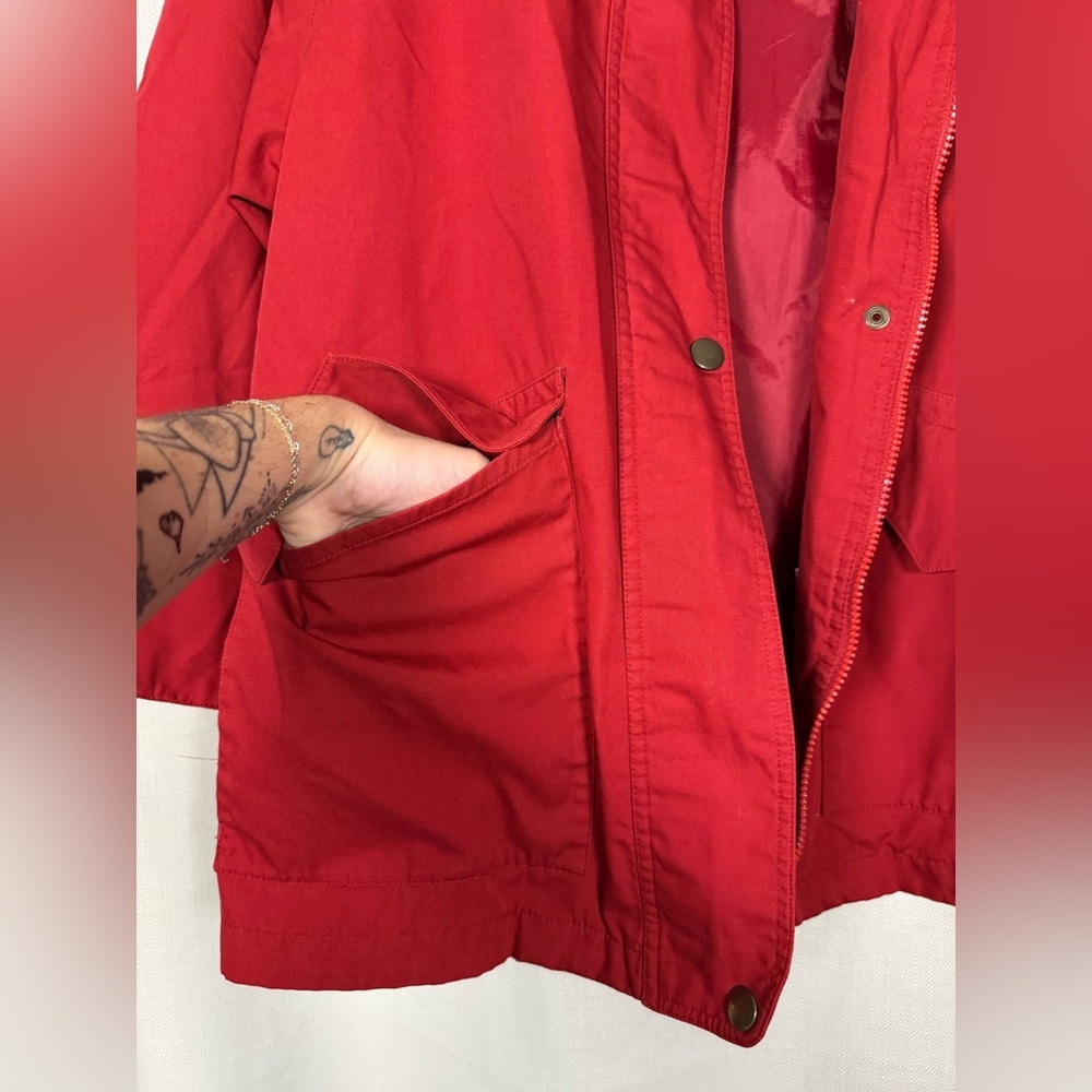 London Fog Limited Edition Red Zip up Overcoat Jacket Medium - Picture 6 of 8